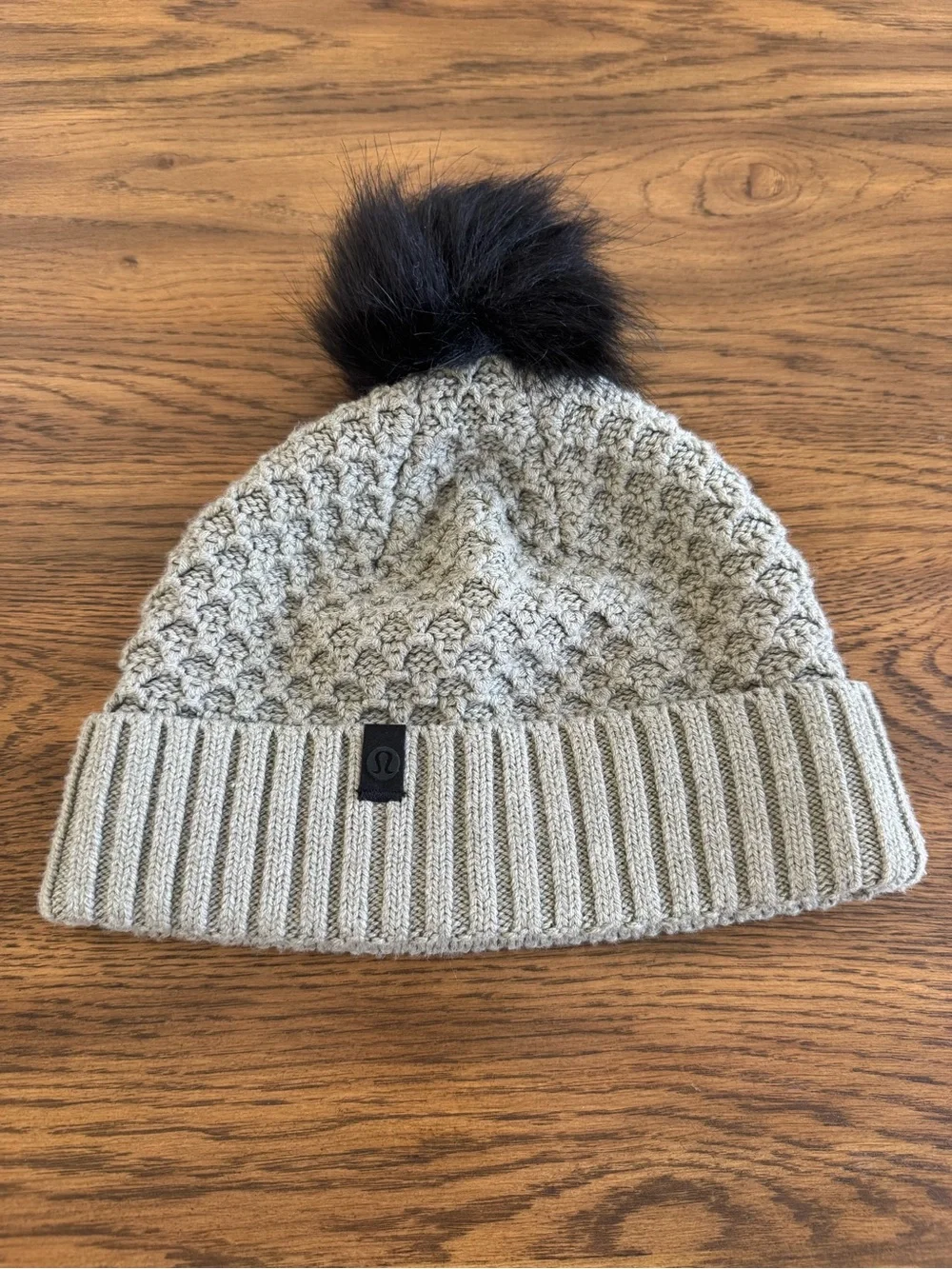 lululemon athletica Light Gray Knit Beanie with Black Pom